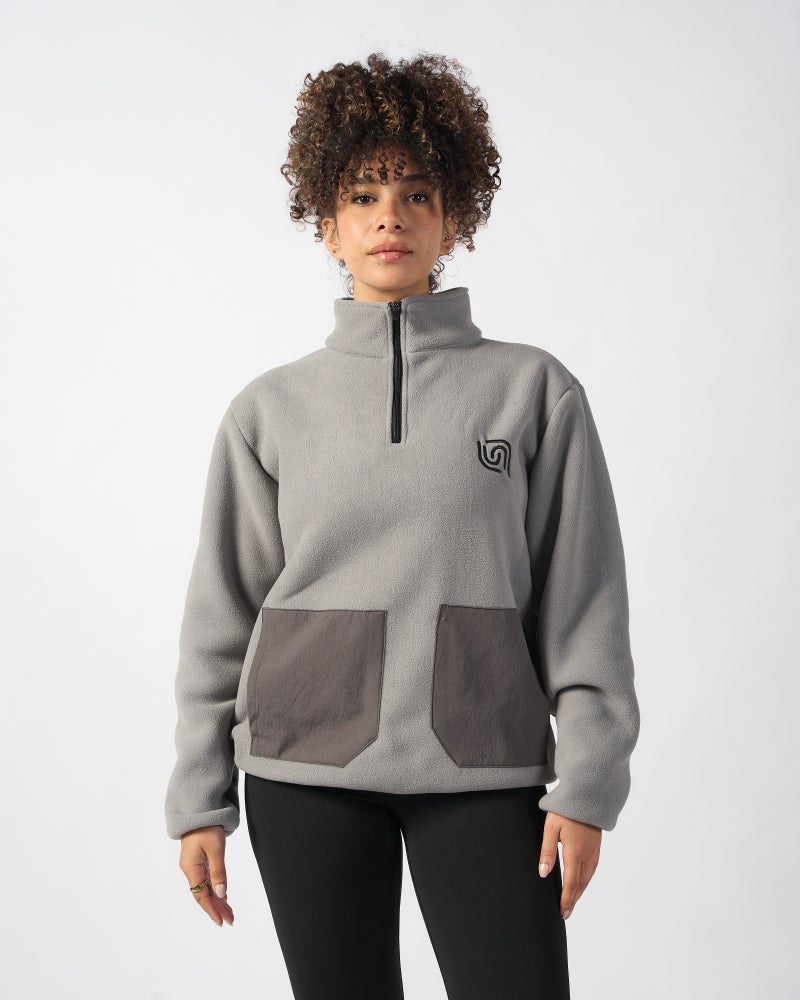 Beyond sportswear unisex Grey 1/4 zip fleece top - Image 3